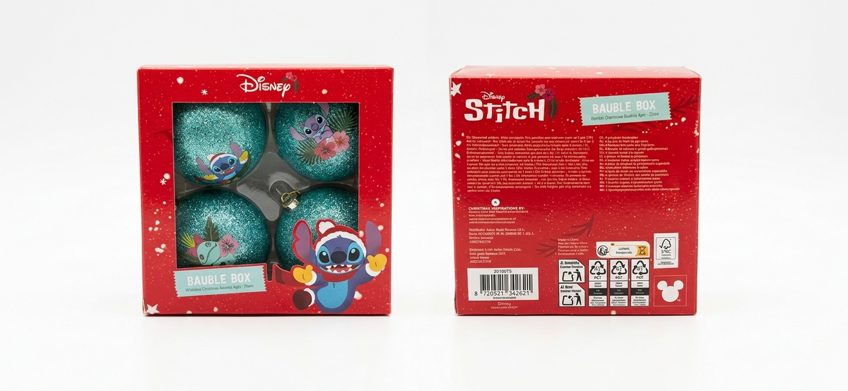 Bombki choinkowe Disney Stich plastikowe bezpieczne dla dzieci